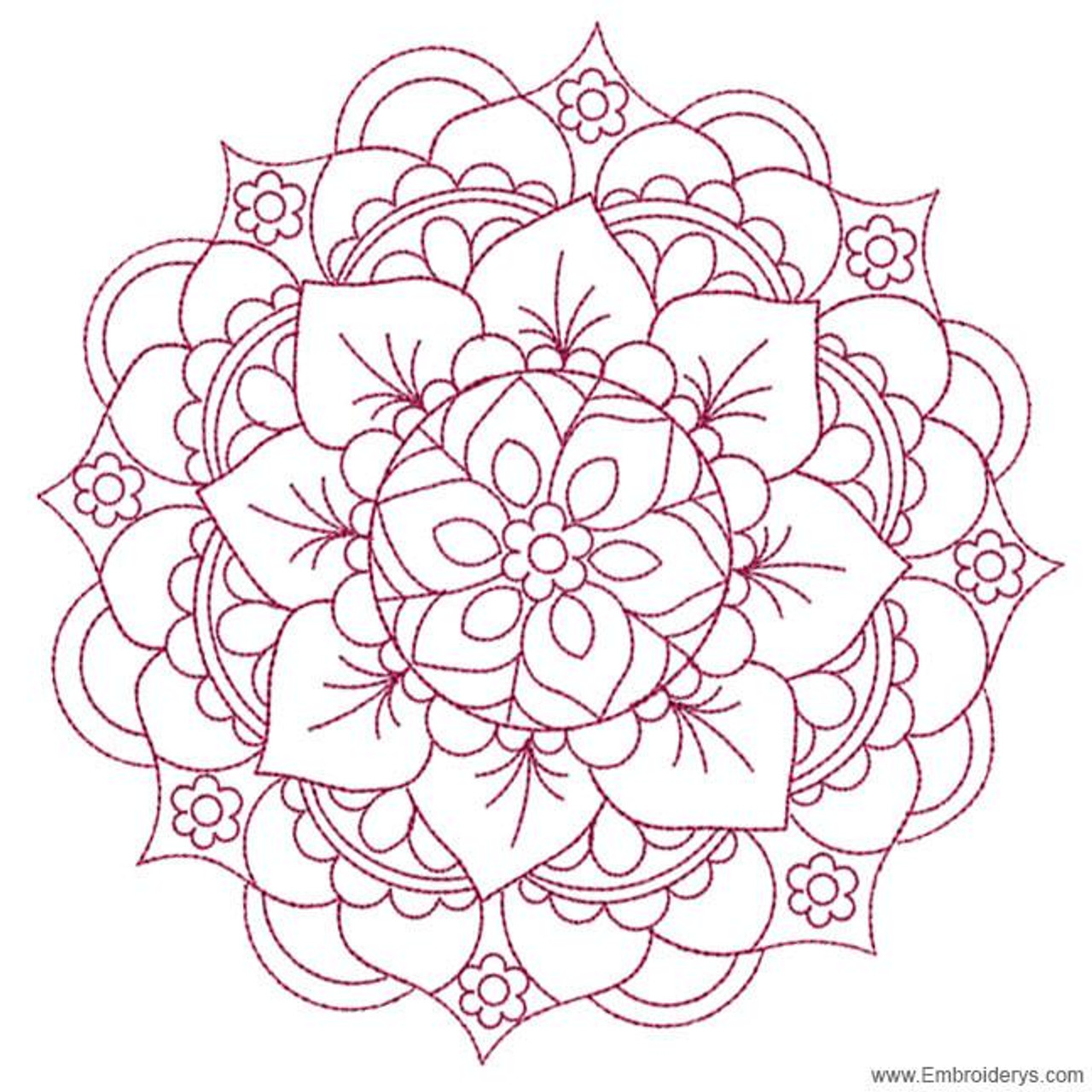 Mandala Medallion Redwork Embroidery Designs