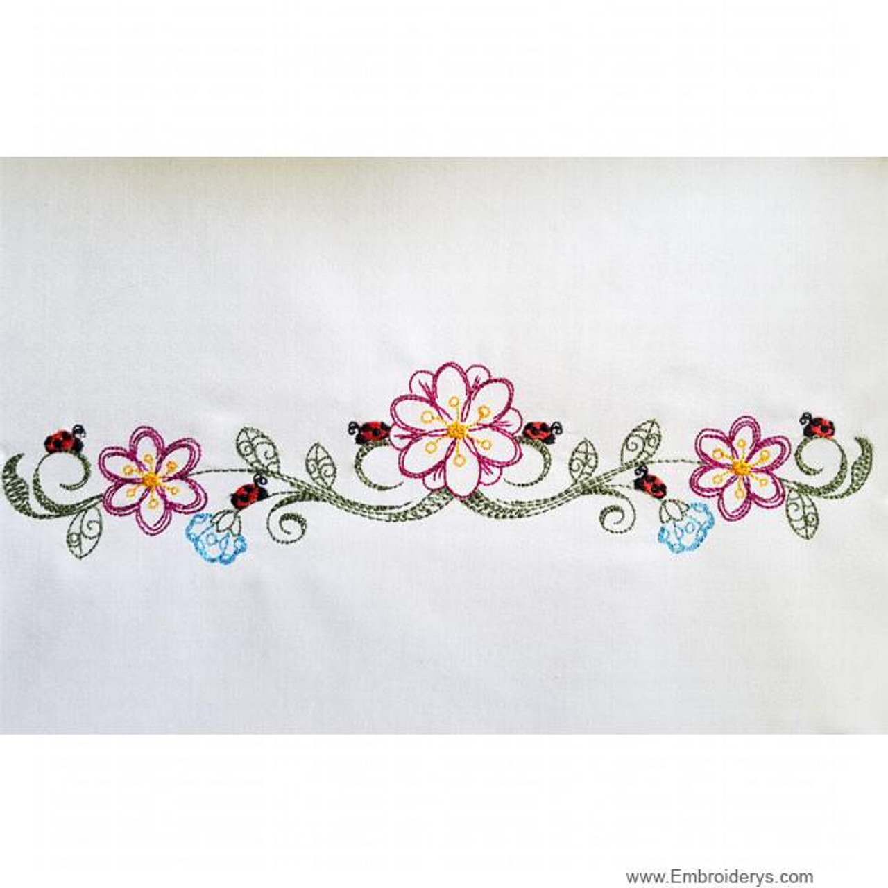 Daisy Flourish Floral Flower Monogram Wreath Frame Vintage Style Machine  Embroidery Design