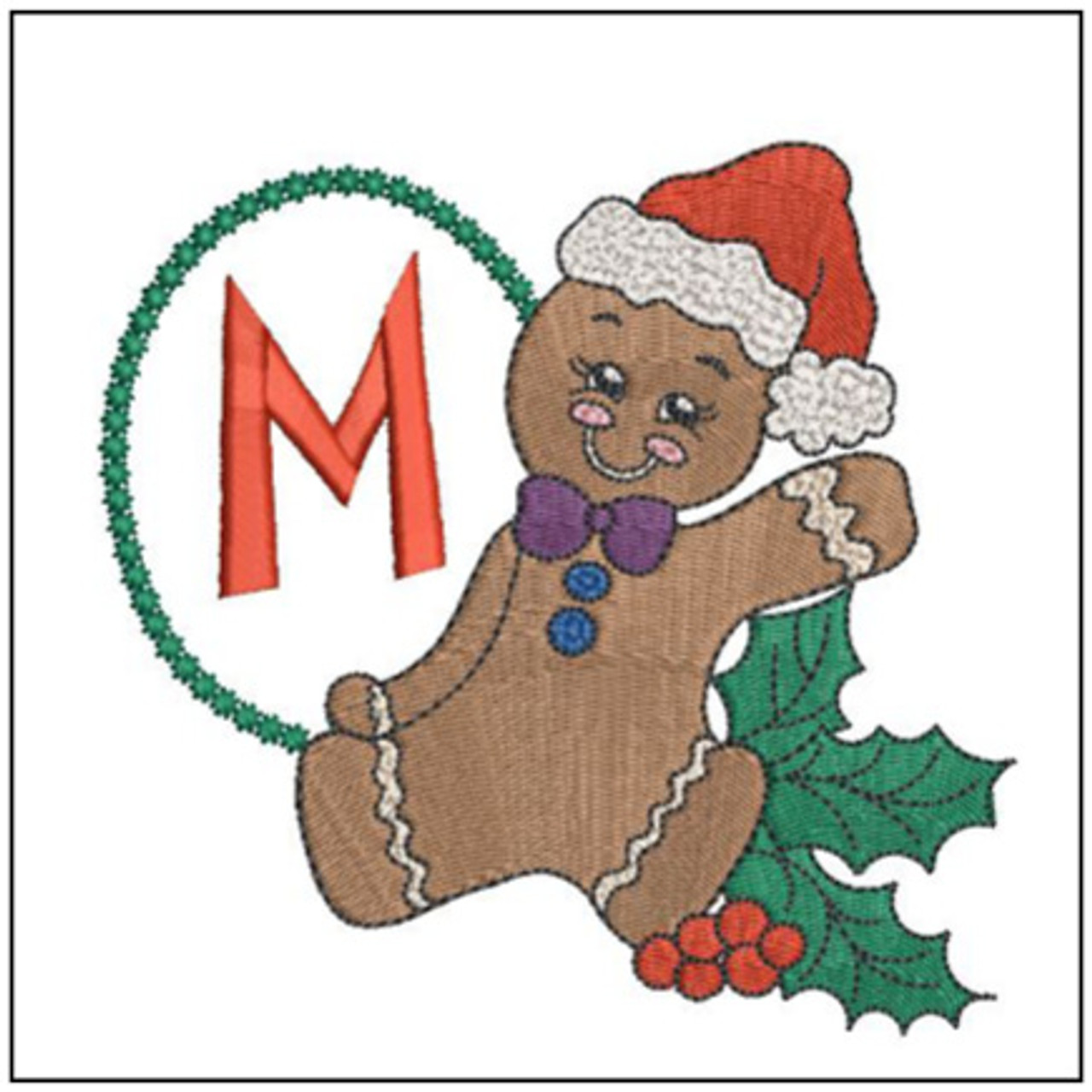 Gingerbread man abcs  m  embroidery designs Gingerbread man abcs  m  embroidery designs