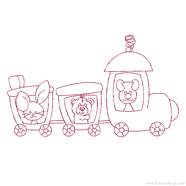 Choo Choo Train Redwork - Embroidery Design