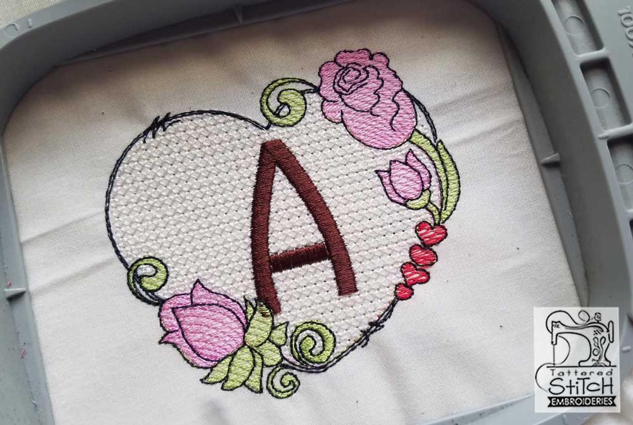 Floral Split Monogram ABCS - D - Fits a 4x4 Hoop, Machine Embroidery  Pattern, - Tattered Stitch Embroideries