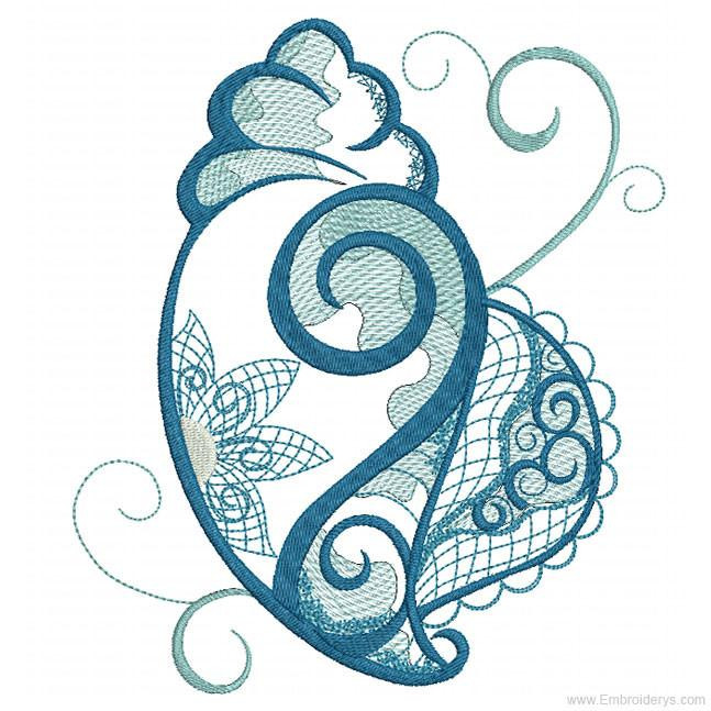 Machine Embroidered Conch Shell Conch Shell - Machine Embroideries Design