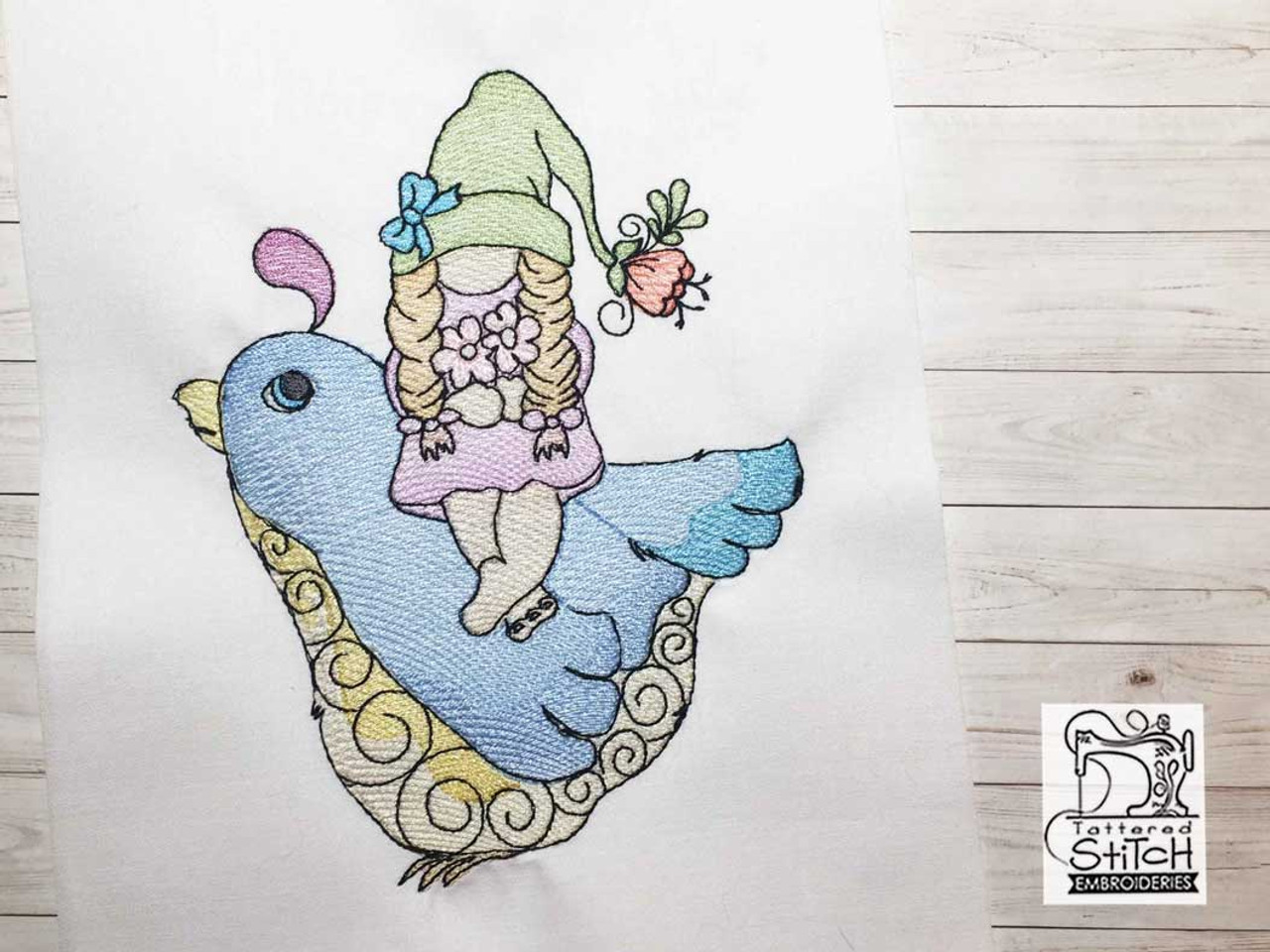 Gnome in Stocking - Fits a 4x4 & 5x7 & 6x10 Hoop - Instant Downloadable  Machine Embroidery - Light Fill Stitch