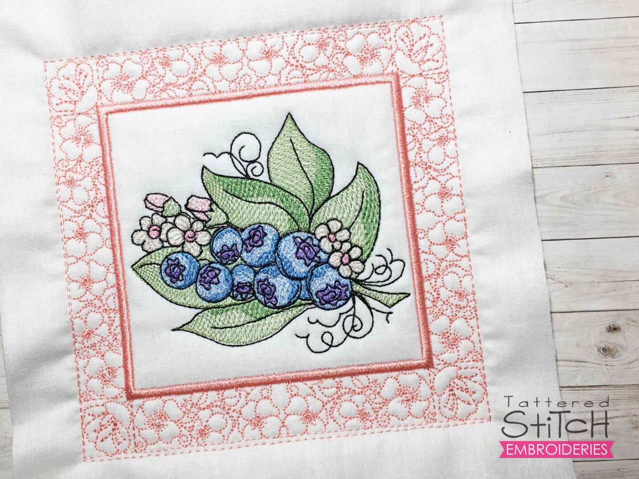 Blueberry Embroidery Tea Towel Set of 2