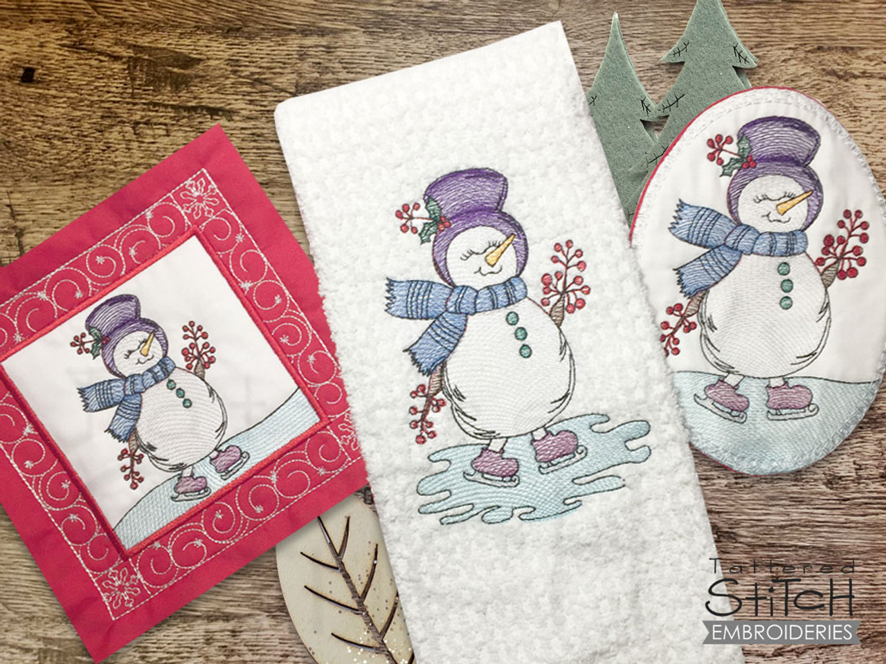 Sketched Snowmen Bundle - Instant Downloadable Machine Embroidery - Light  Fill Stitch