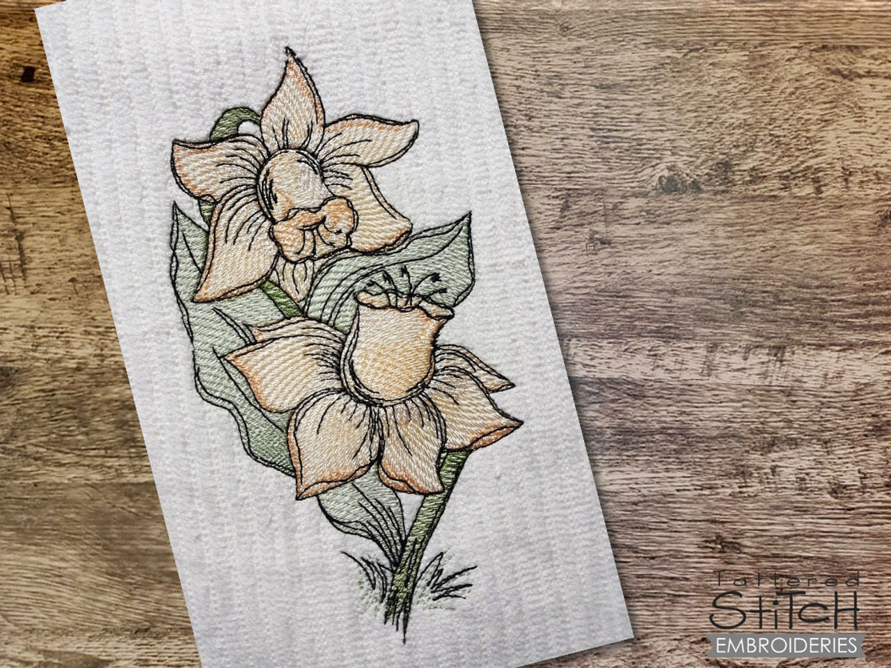 Daffodils bouquet Light stitching Machine Embroidery Design - 5 sizes