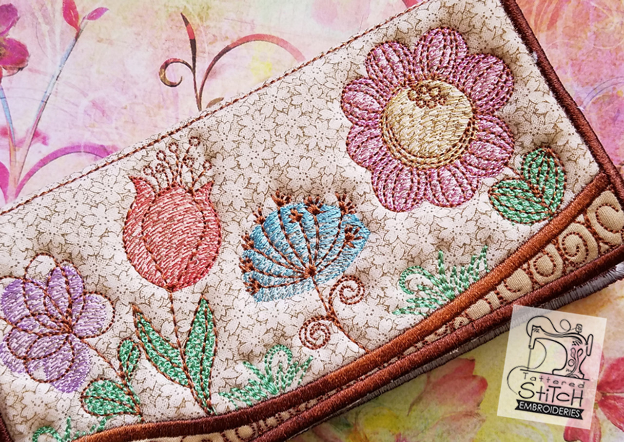 Spring flowers checkbook cover  in the hoop  machine embroidery Spring flowers checkbook cover  in the hoop  machine embroidery