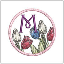 Tulip Coaster ABCs M Embroidery Designs & Patterns Tattered Stitch