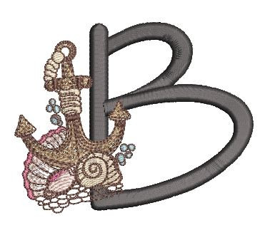 Nautical Font Anchor B Embroidery Design