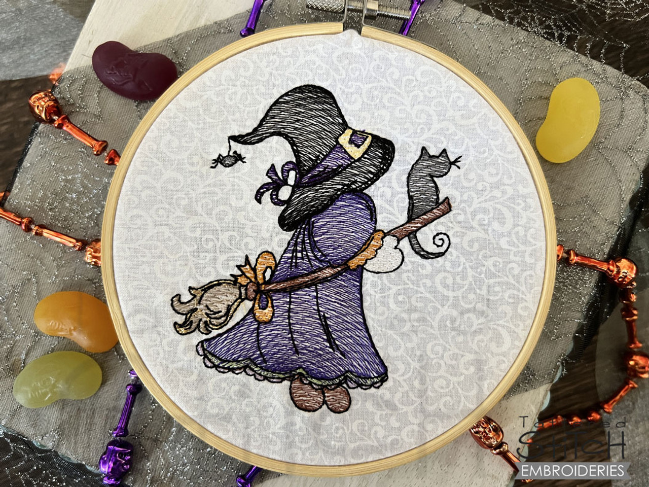 Cross Stitch Witch Embroidery Design