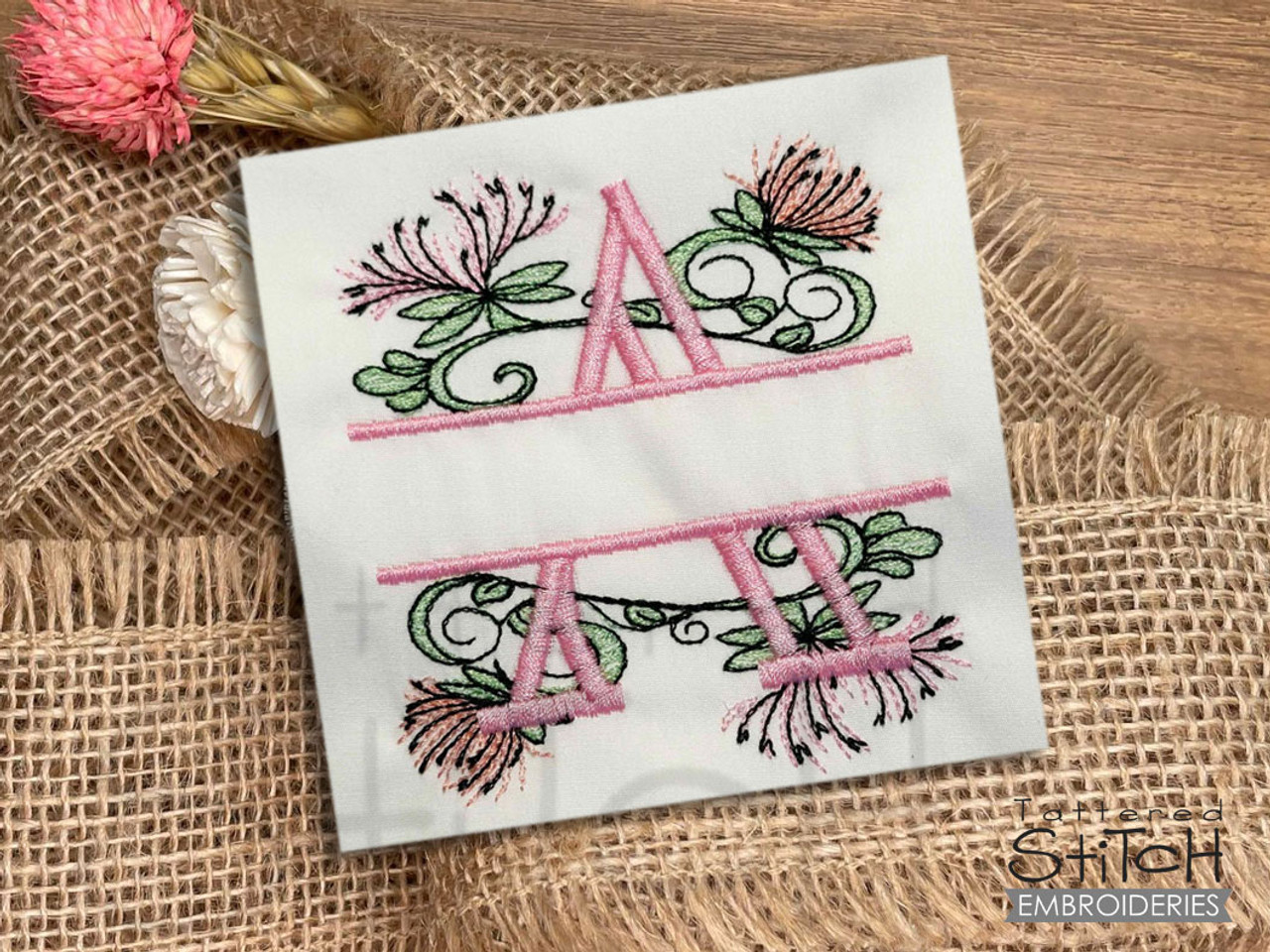 Floral Split Monogram ABCS - D - Fits a 4x4 Hoop, Machine Embroidery  Pattern, - Tattered Stitch Embroideries