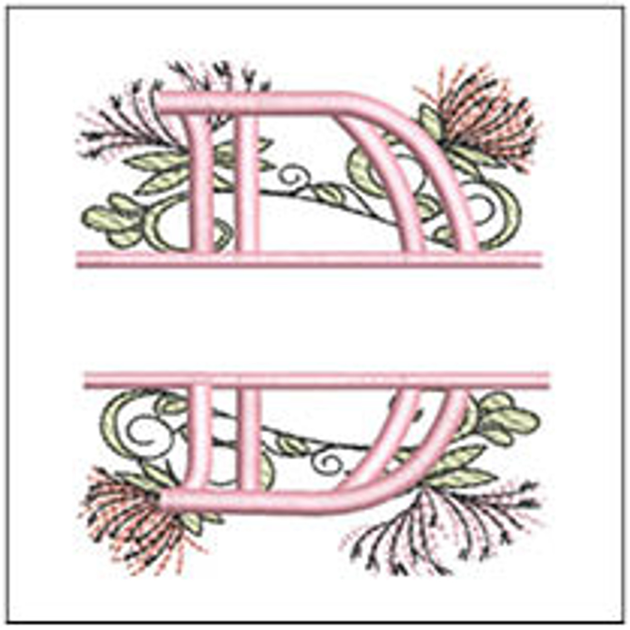 Floral Split Monogram ABCS - D - Fits a 4x4 Hoop, Machine Embroidery  Pattern, - Tattered Stitch Embroideries