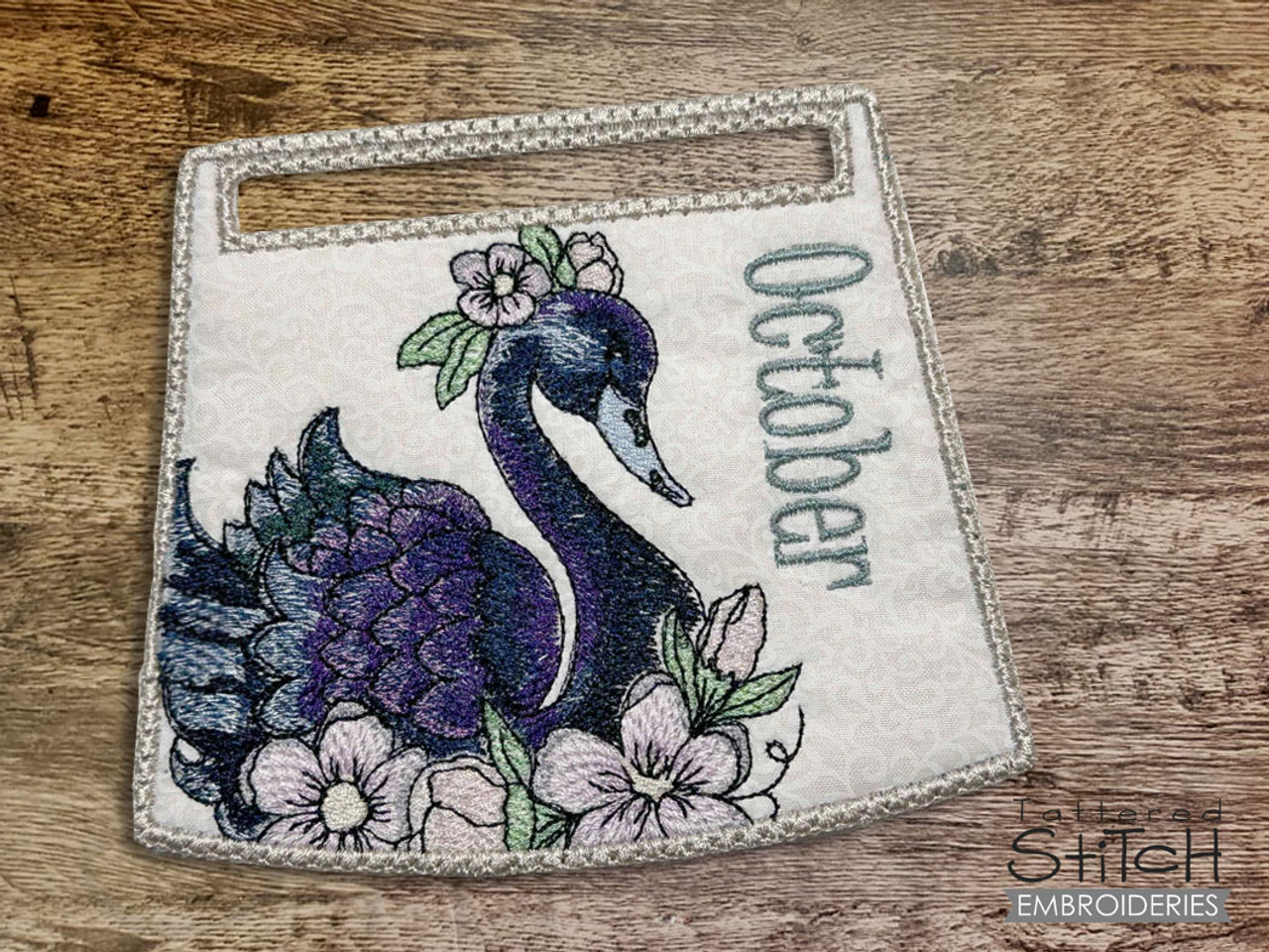 Hand Embroidery Pattern: Swan with Flowers