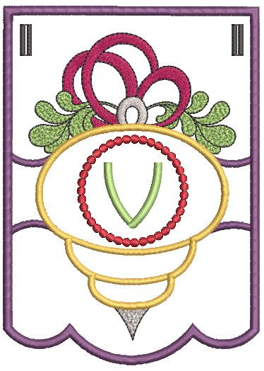 Ornament Bunting Alphabet Letter V Embroidery Designs