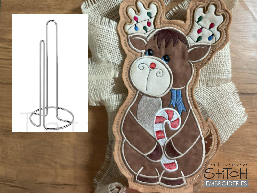 Christmas Moose Paper Towel Holder Wrap - Embroidery Designs