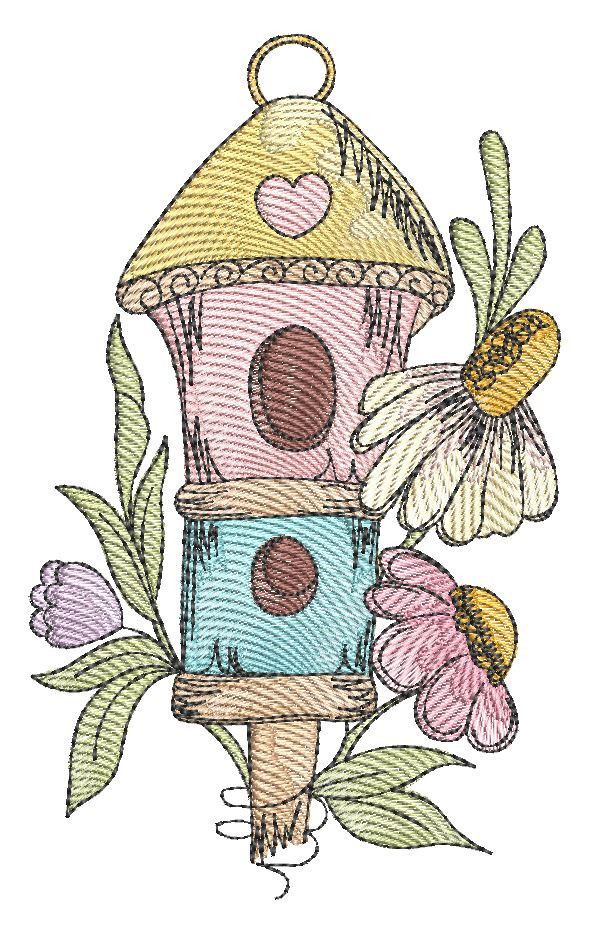 Birdhouse Embroidery Designs & Patterns
