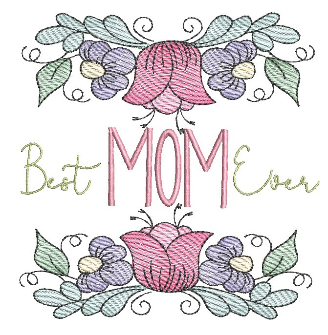Mom Printed Pattern Best Mom Ever - Embroidery Designs & Patterns
