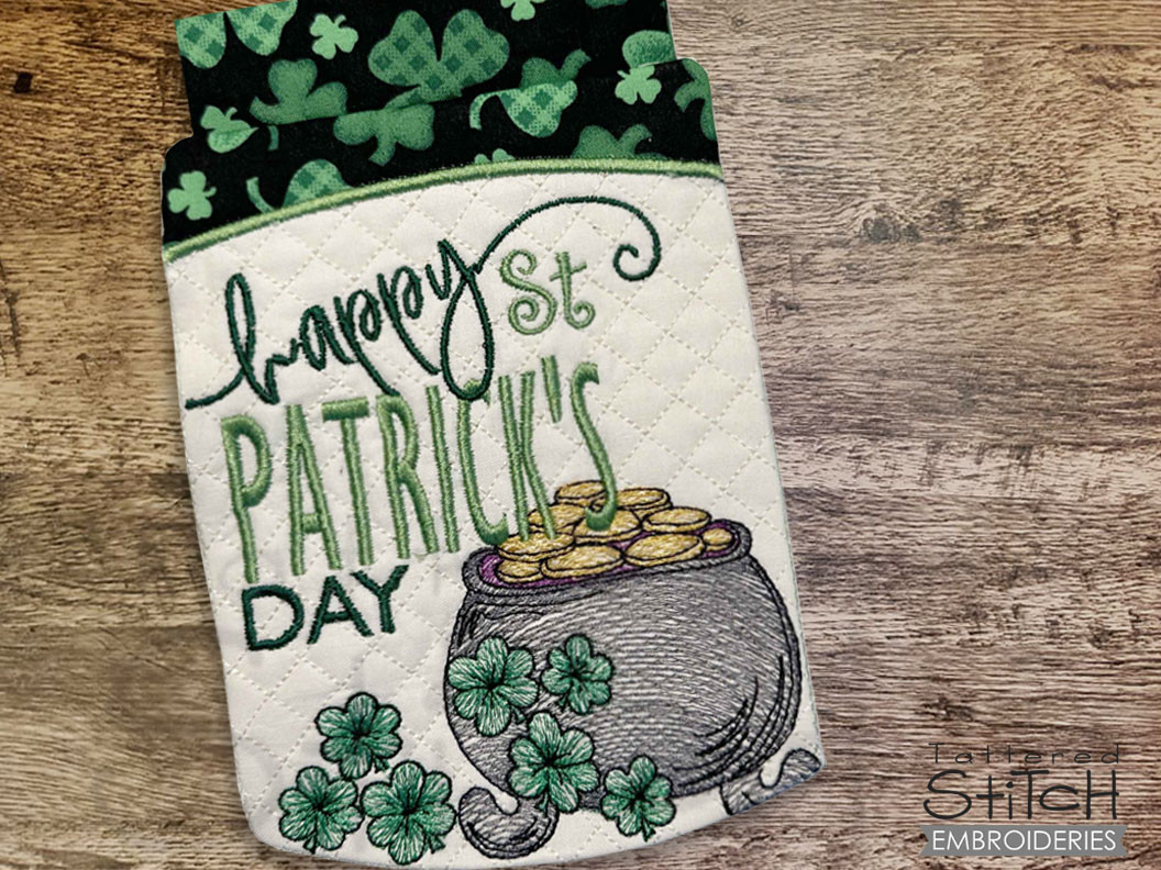 Happy St. Patrick's Day Garden Flag Embroidery Designs & Patterns