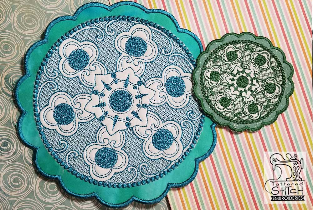 Floral Button Coaster - 5 - Embroidery Design
