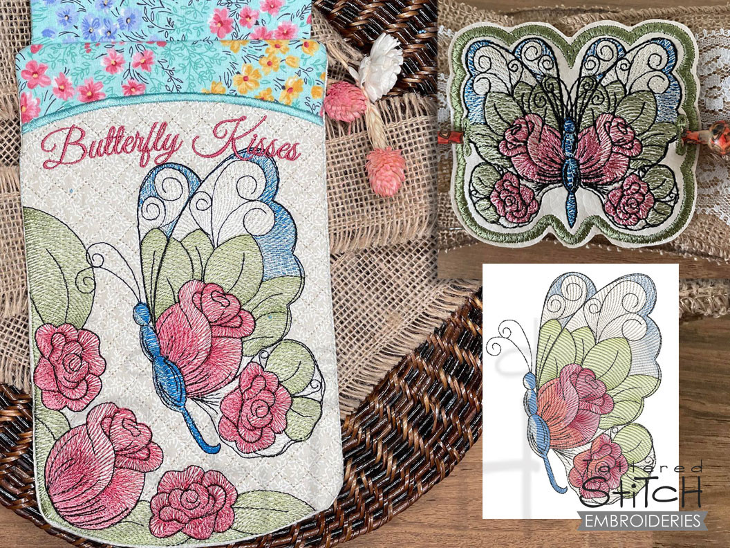 Butterfly Kisses Garden Flag Embroidery Designs