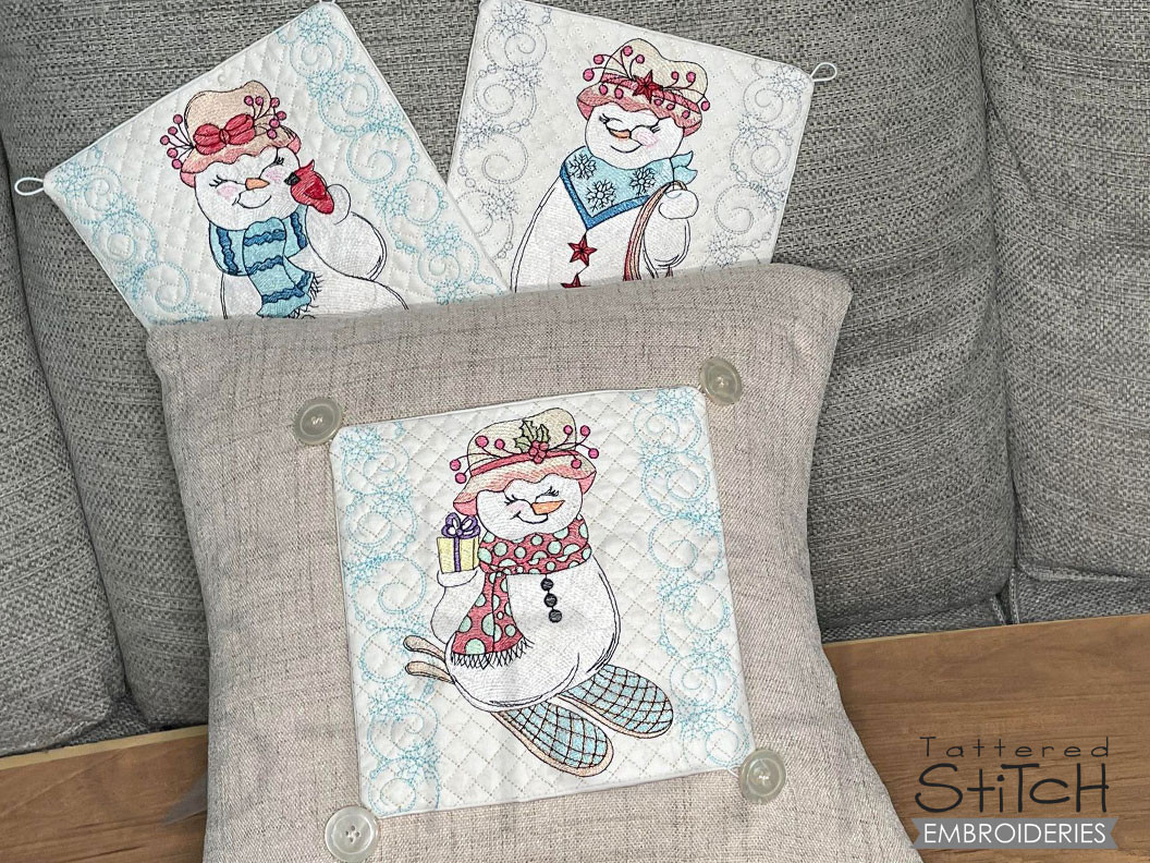 Snowman Interchangeable Pillow Covers Bundle - Embroidery Designs ...
