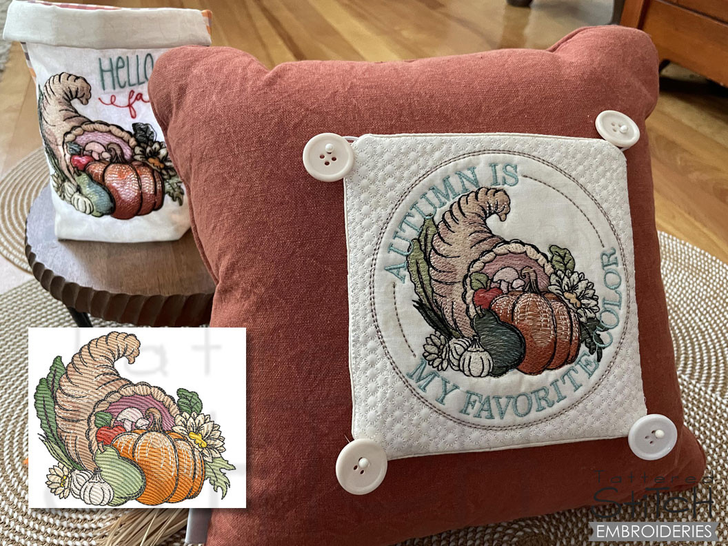 Cornucopia Interchangeable Pillow cover Embroidery Designs