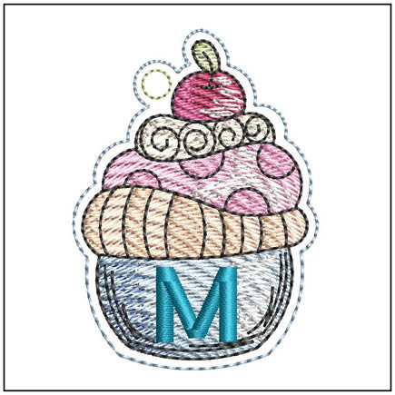 Cupcake Charm ABCs M Embroidery Designs & Patterns Tattered