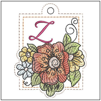 Floral ABCs Charm  Z - Embroidery Designs