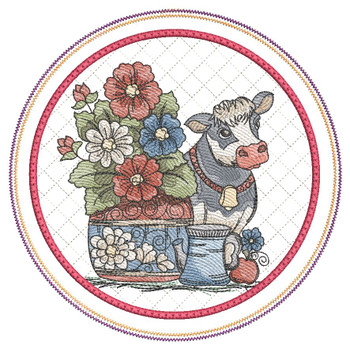Country Cow - Hot Pad - Embroidery Designs