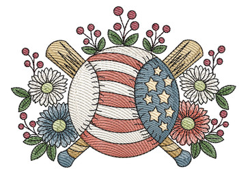 Patriotic Baseball - Machine Embroidery Designs