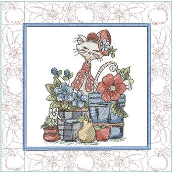 Country Cat Quilt Block - Embroidery Designs