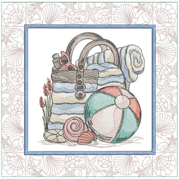 Beach Bag Quilt Block - Embroidery Designs