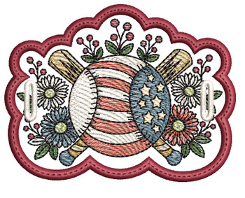 Patriotic Baseball Hair Bun Bling - Embroidery Designs
