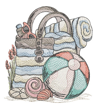 Beach Bag & Ball - Embroidery Designs