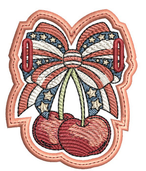 Patriotic Cherries Hair Bun Bling - Embroidery Designs