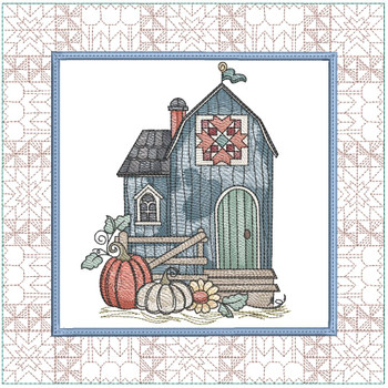 Fall Harvest Barn Quilt Block - Embroidery Designs