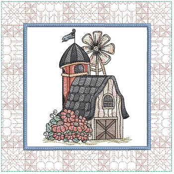 Windmill Barn Quilt Block - Embroidery Designs