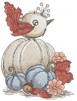 Birdie with Pumpkins - Embroidery Designs