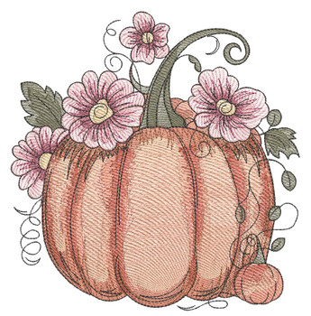 Floral Pumpkin- Embroidery Designs