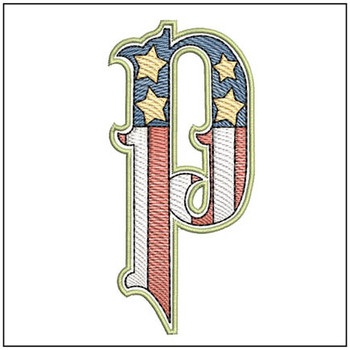 Patriotic ABCs - P (Lower Case) - Embroidery Designs