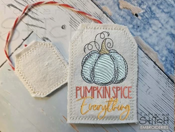 Pumpkin Spice Everything Teabag Bookmark - Embroidery Designs