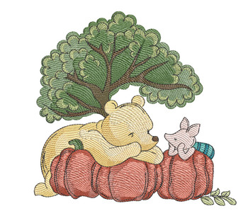 Winnie with Pumpkins - Embroidery Designs