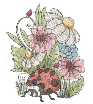 Ladybug Floral - Embroidery Designs