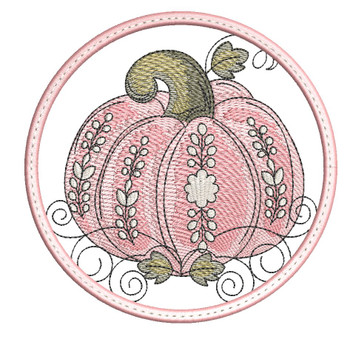 Pink Pumpkin Coaster - Embroidery Designs