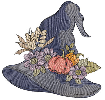Fall Floral Witch Hat - Embroidery Designs