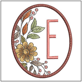 Fall Floral ABCs Coaster - E - Embroidery Designs