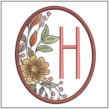  Fall Floral ABCs Coaster - H - Embroidery Designs