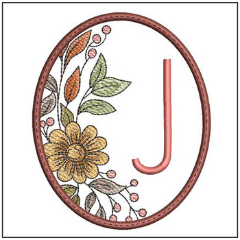 Fall Floral ABCs Coaster -J- Embroidery Designs