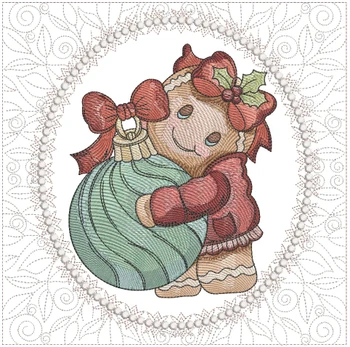 Gingerbread Ornament Quilt Block - Fits a  5x5", 6x6", 7x7", 8x8" & 10x10"  Hoop - Machine Embroidery Designs