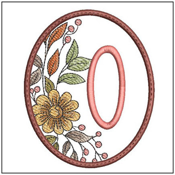 Fall Floral ABCs Coaster - O - Embroidery Designs